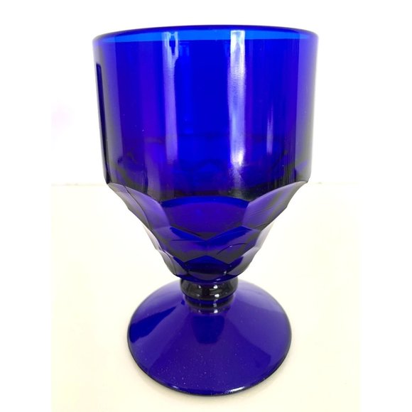 Vintage Georgian Cobalt Blue Faceted Scotch Glass - Picture 6 of 7